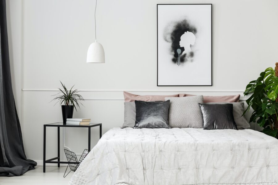 Hotel bedroom with plants